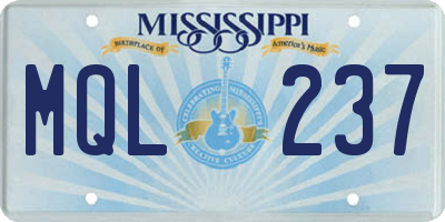 MS license plate MQL237
