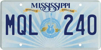 MS license plate MQL240