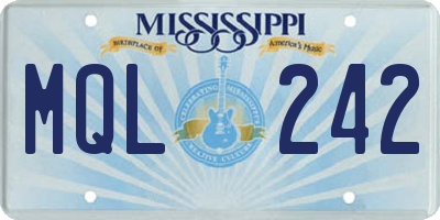 MS license plate MQL242