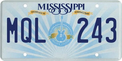 MS license plate MQL243