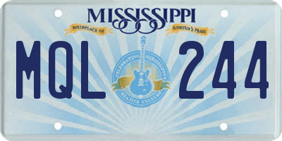 MS license plate MQL244