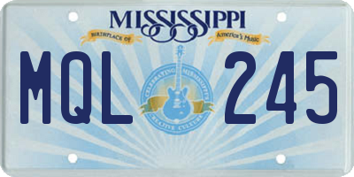 MS license plate MQL245