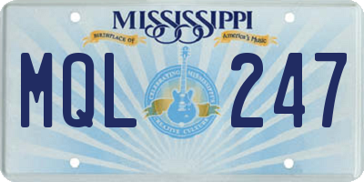 MS license plate MQL247