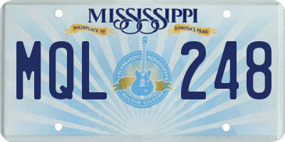 MS license plate MQL248