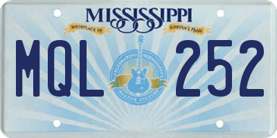 MS license plate MQL252