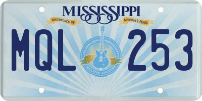 MS license plate MQL253