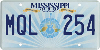 MS license plate MQL254
