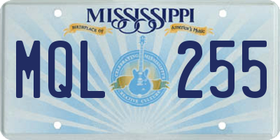 MS license plate MQL255