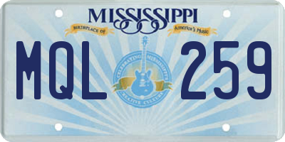MS license plate MQL259