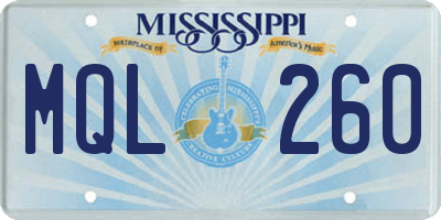 MS license plate MQL260