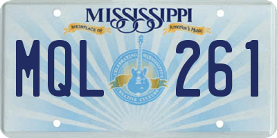 MS license plate MQL261