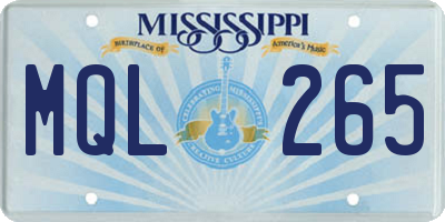 MS license plate MQL265
