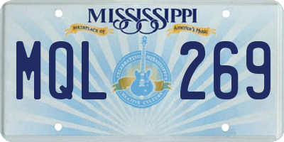 MS license plate MQL269