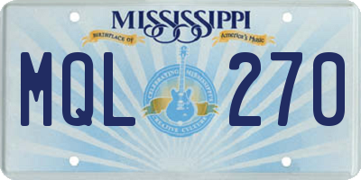 MS license plate MQL270