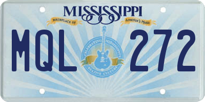 MS license plate MQL272