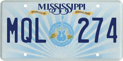 MS license plate MQL274