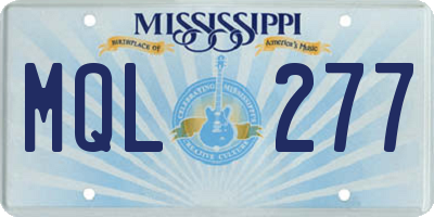 MS license plate MQL277