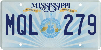 MS license plate MQL279