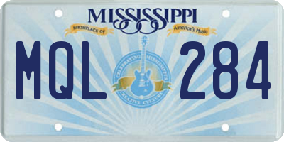 MS license plate MQL284