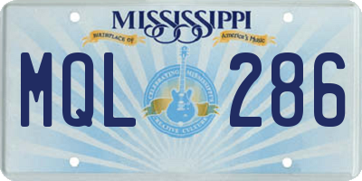 MS license plate MQL286
