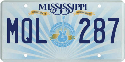 MS license plate MQL287