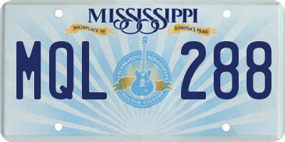 MS license plate MQL288