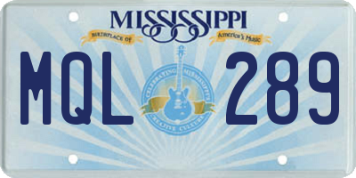 MS license plate MQL289