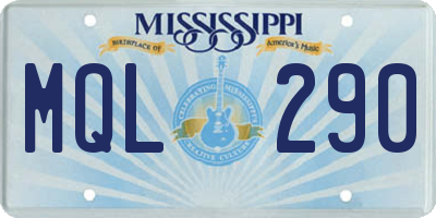 MS license plate MQL290