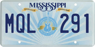 MS license plate MQL291
