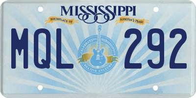 MS license plate MQL292