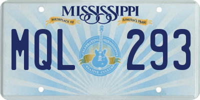MS license plate MQL293