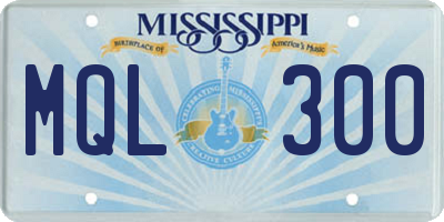MS license plate MQL300