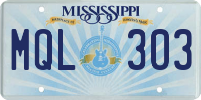 MS license plate MQL303