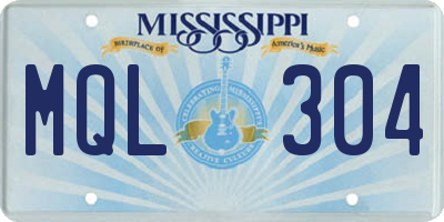 MS license plate MQL304