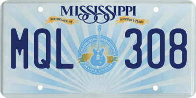 MS license plate MQL308