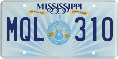 MS license plate MQL310