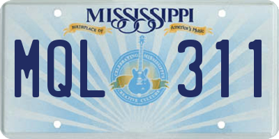 MS license plate MQL311