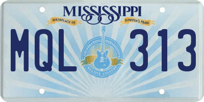 MS license plate MQL313
