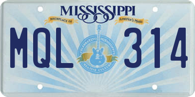 MS license plate MQL314