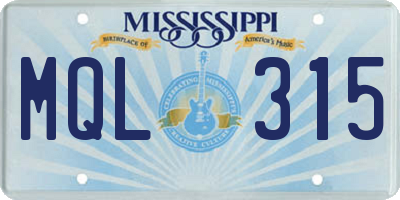 MS license plate MQL315