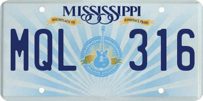 MS license plate MQL316