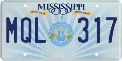 MS license plate MQL317