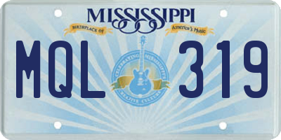 MS license plate MQL319
