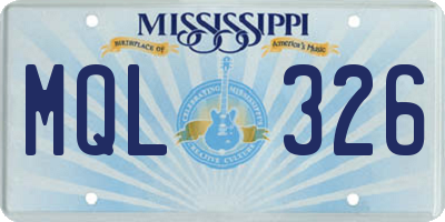 MS license plate MQL326