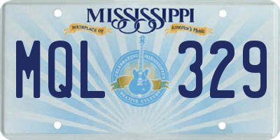 MS license plate MQL329