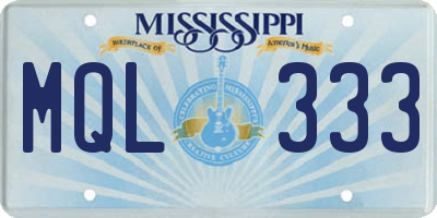 MS license plate MQL333