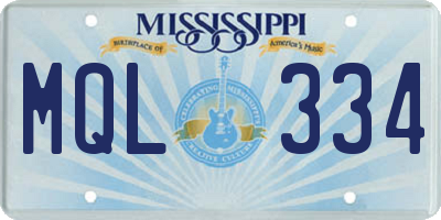 MS license plate MQL334