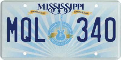 MS license plate MQL340