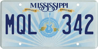 MS license plate MQL342