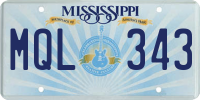 MS license plate MQL343